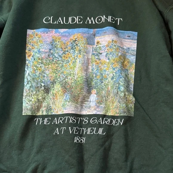 Gildan Dark Green Claude Monet Sweatshirt - Picture 2 of 4
